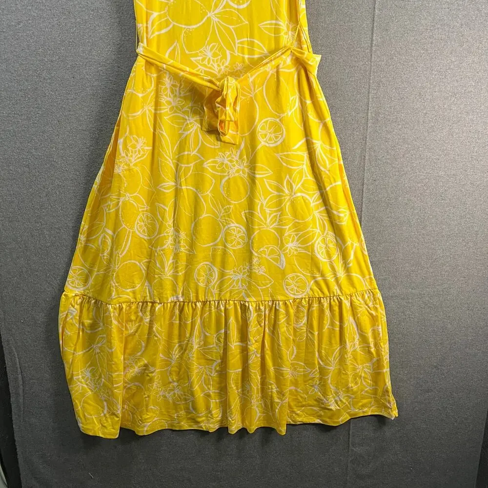 Cuddl Duds Flexwear Scoop-Neck Tiered Maxi Dress Yellow Citrus Size Small - Picture 5 of 9